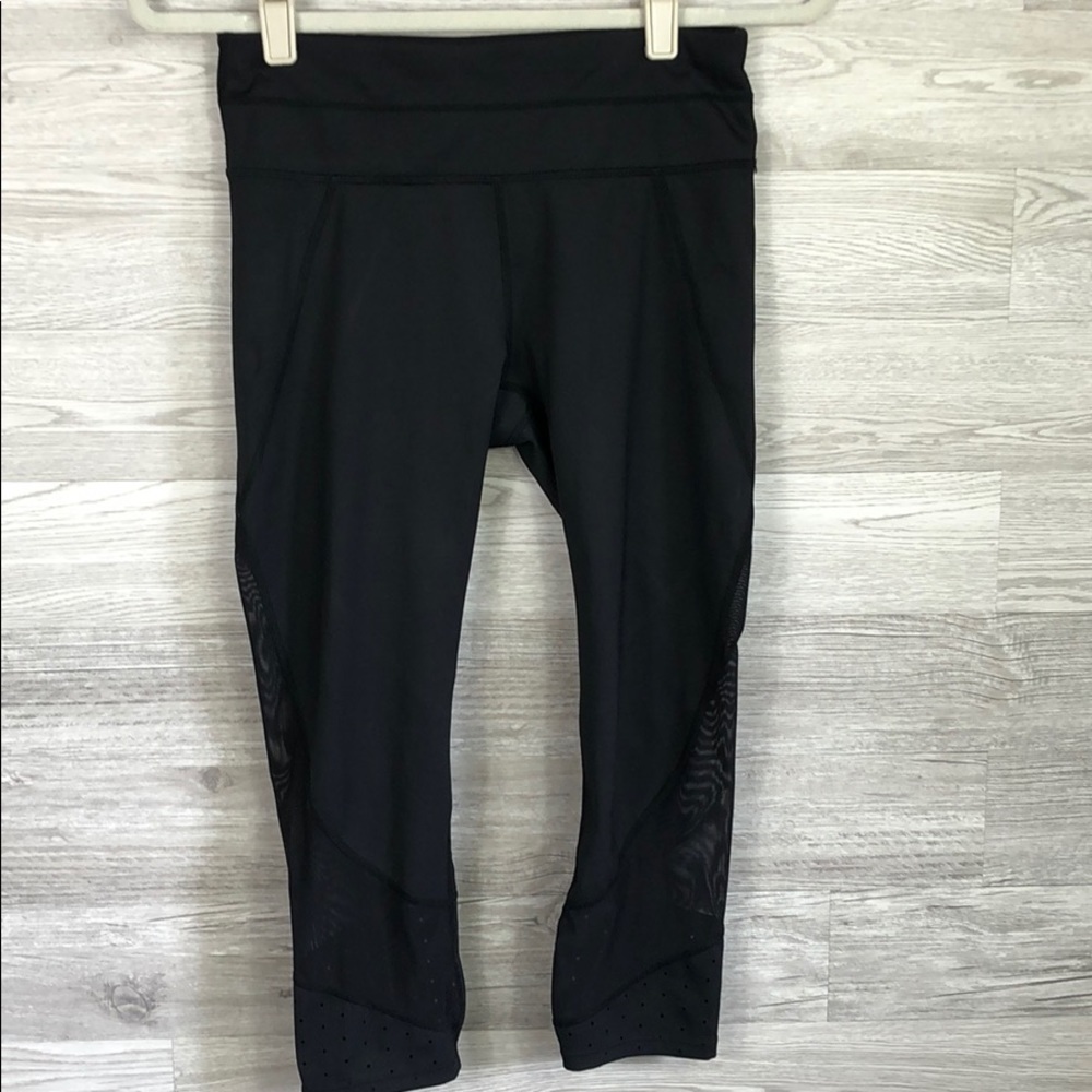 Athleta Black Midi Cut Out Sheer Perforated